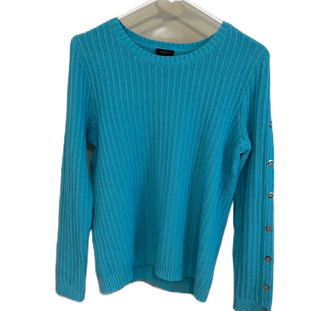 Talbots Sweater Women's Blue Cable Knit Sweater Size MEDIUM